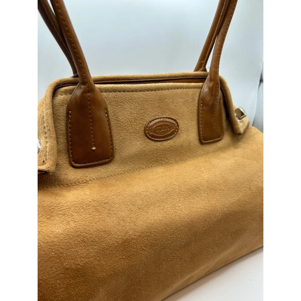 Tod's Brown Suede Leather Handbag Satchel Made in‎ Italy